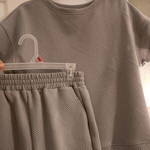 Boutique set- top and shorts heavy fabric gray